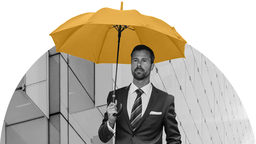 Man protected by an umbrella