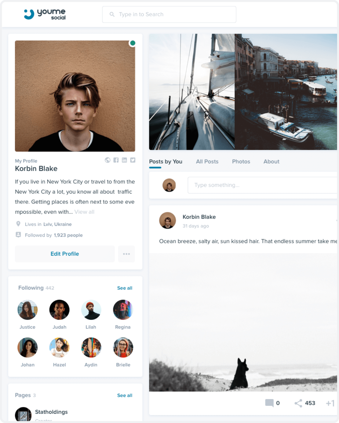 Profile page